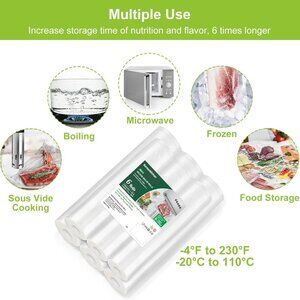 Bonsenkitchen Vacuum Sealer Rolls Bags,3 Rolls 11" x 20' + 3 Rolls 8" x 20'